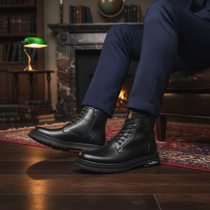 Mens Leather Ankle Boots Durable Non-Slip Design