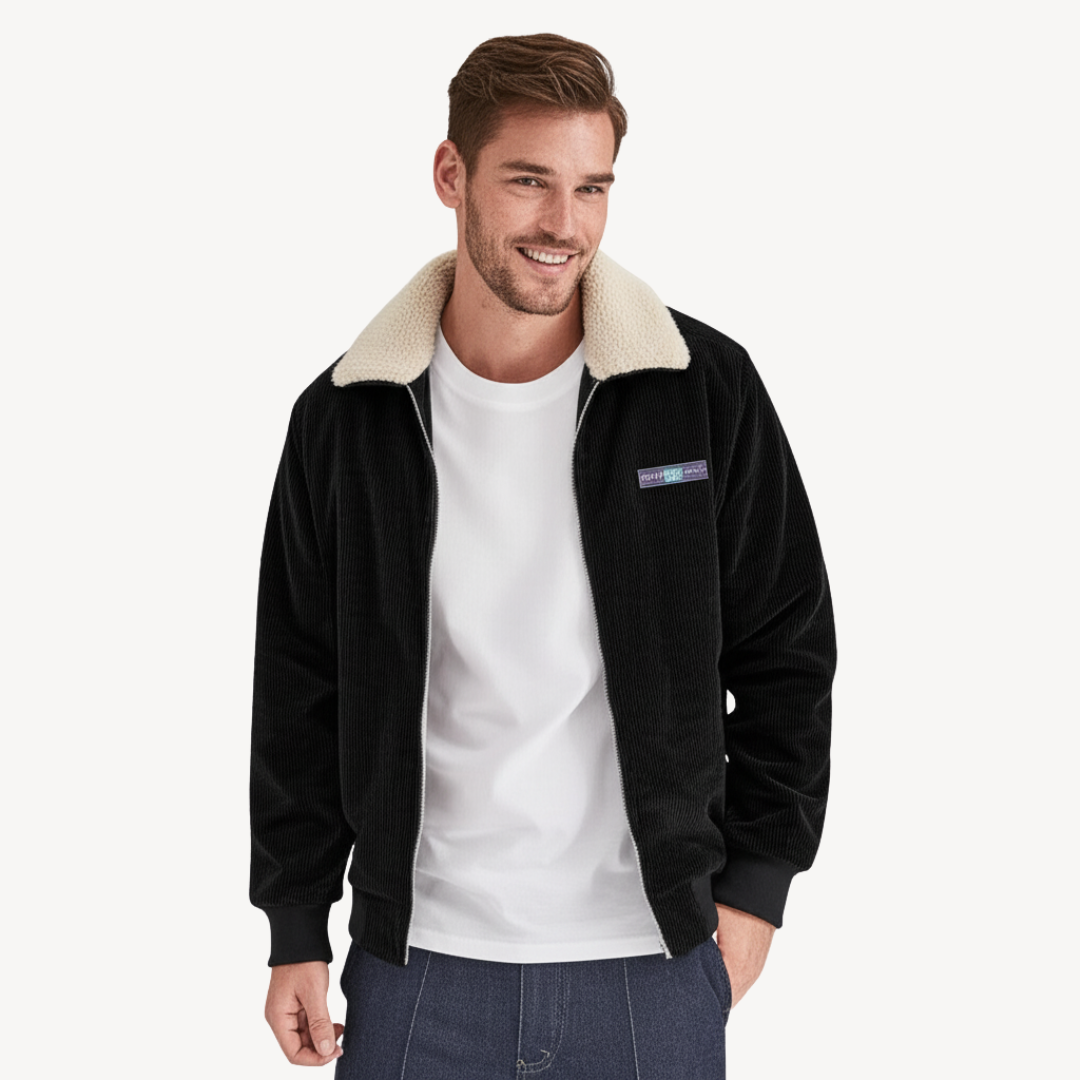 Mens Bomber Jacket Corduroy Sherpa Lined - BritishMode