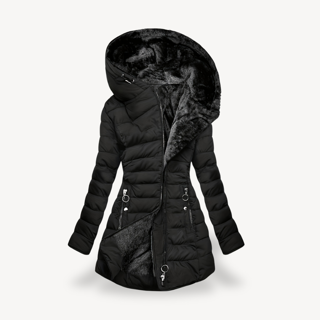 Womens Puffer Coat with Hooded Design - BritishMode