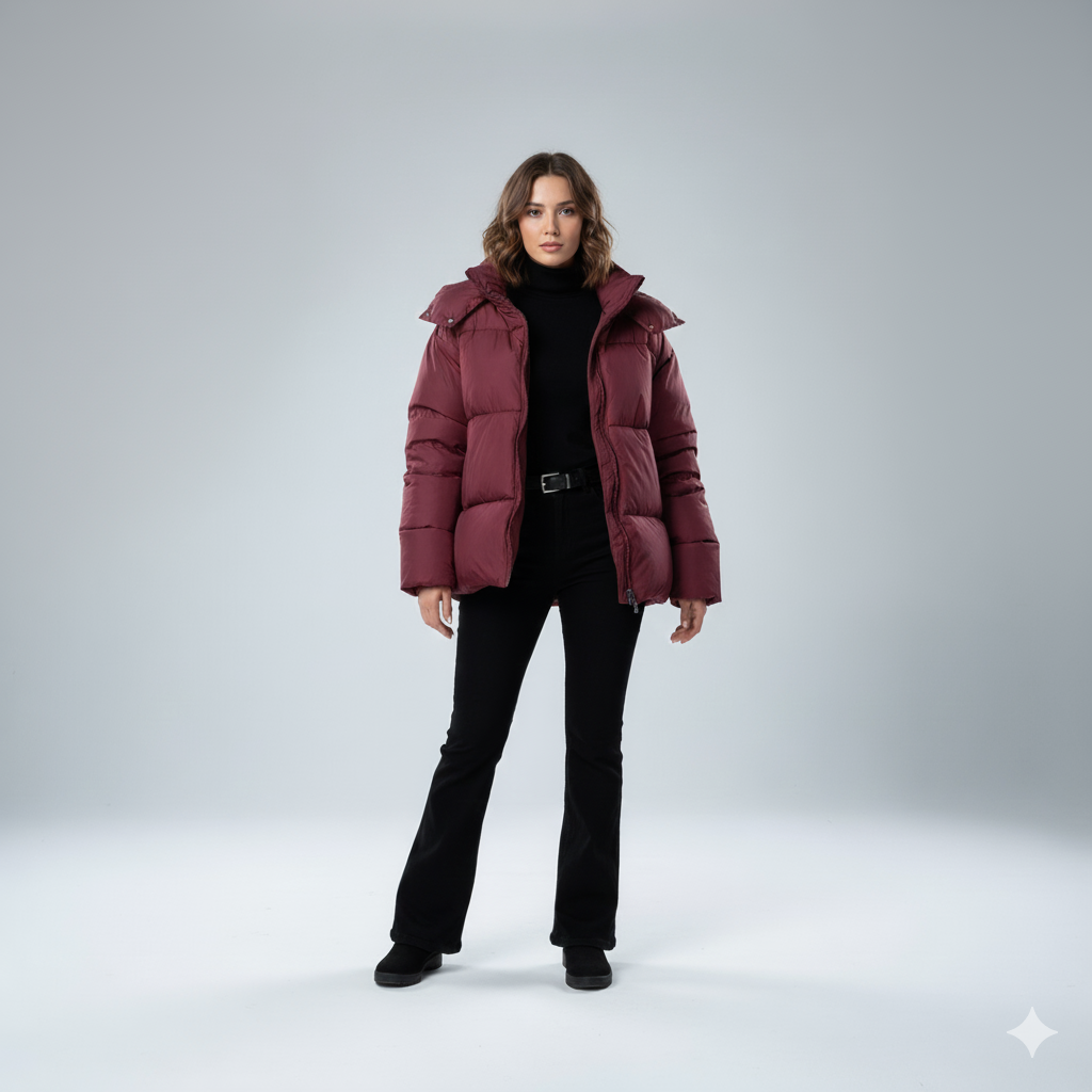 Womens Quilted Padded Jacket Oversized Hooded Winter Coat - BritishMode