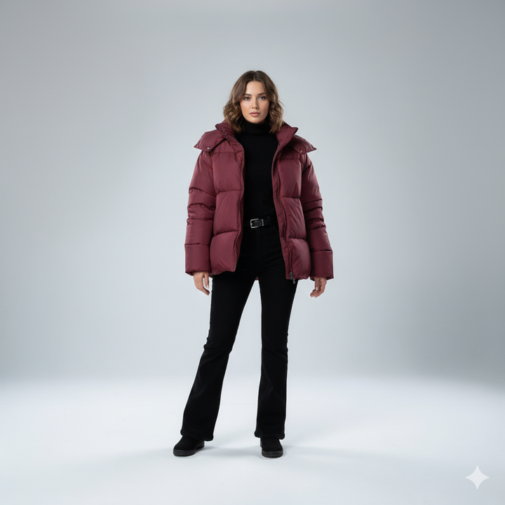 Womens Quilted Padded Jacket Oversized Hooded Winter Coat - BritishMode