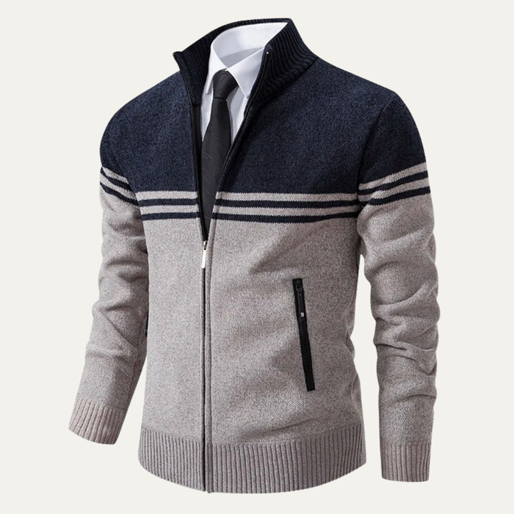 Mens Knit Cardigan Thick Fleece Lined Relaxed Fit