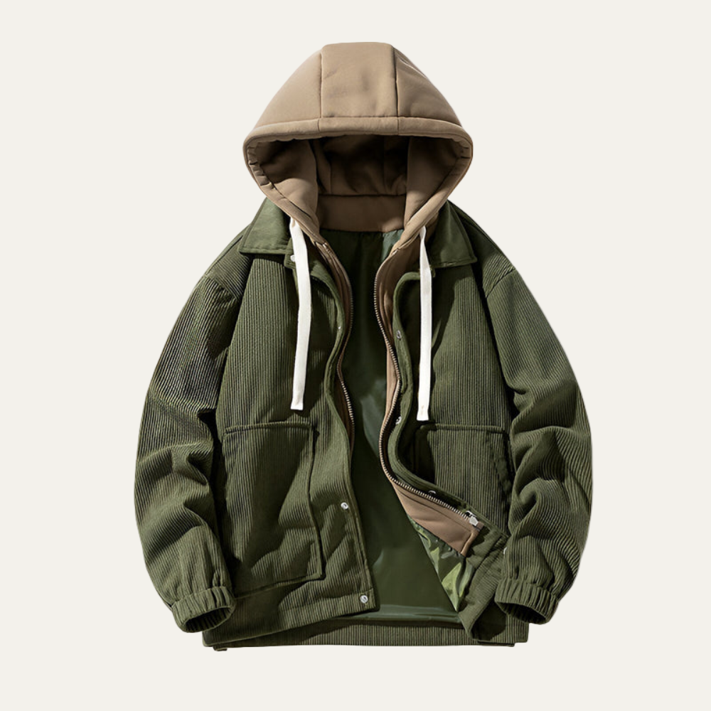 Mens Corduroy Trucker Jacket with Hood