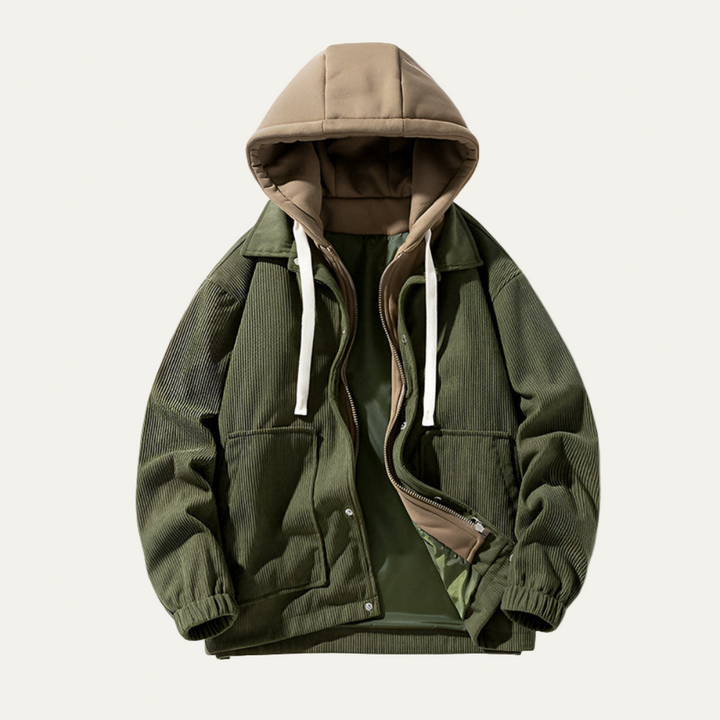 Mens Corduroy Trucker Jacket with Hood