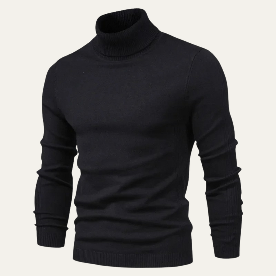 Mens Slim Fit Turtleneck Knit Jumper Casual Style