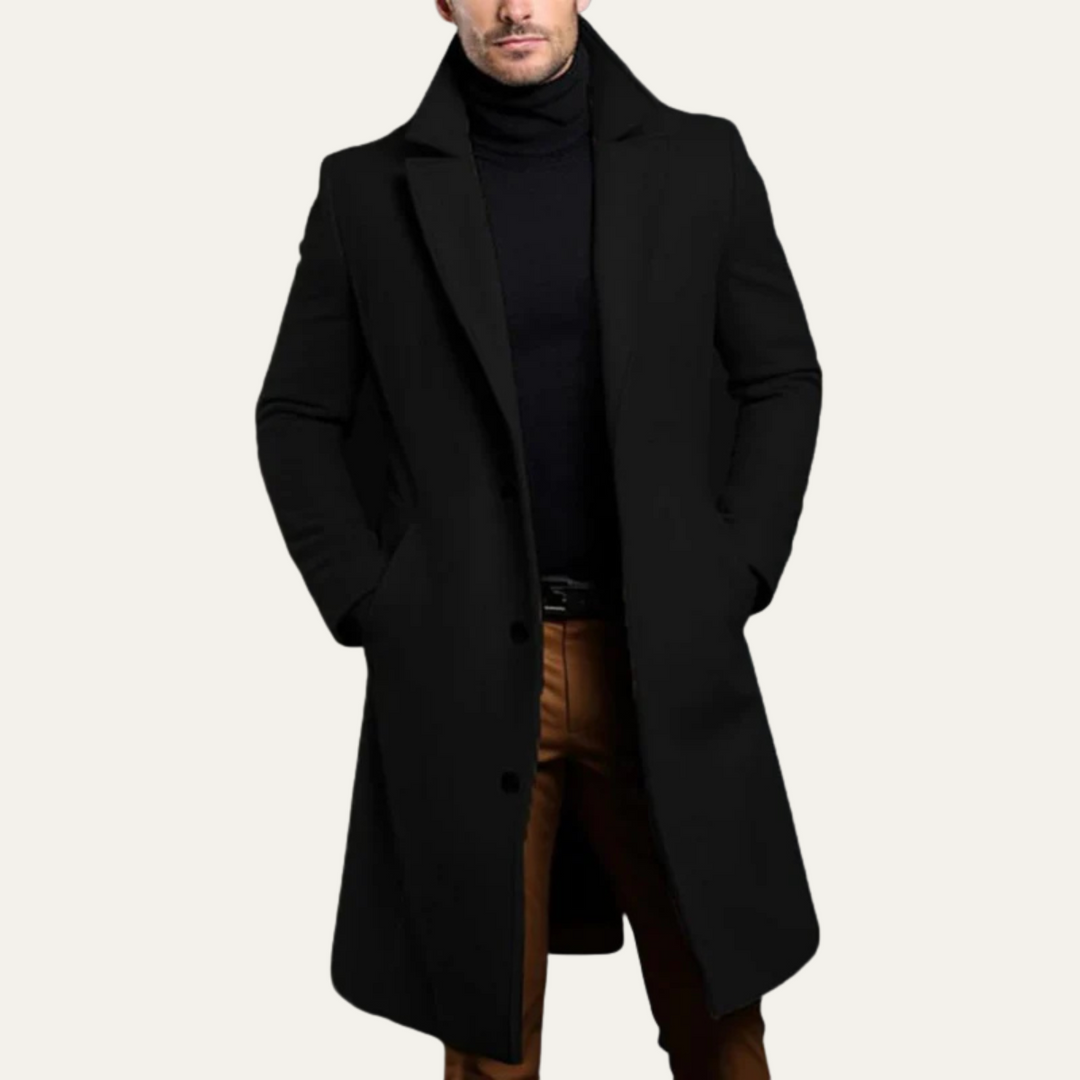 Mens Wool Single-Breasted Coat Minimal Elegant Fit