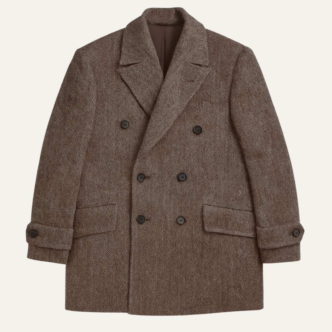 Mens Wool Double-Breasted Winter Jacket Tailored Fit - BritishMode
