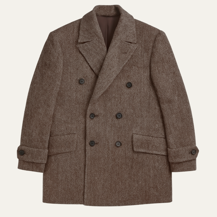 Mens Wool Double-Breasted Winter Jacket Tailored Fit - BritishMode