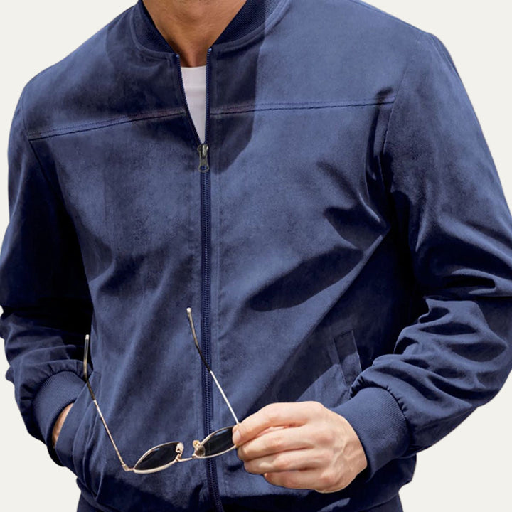 Mens Bomber Jacket Suede Look Casual Fit