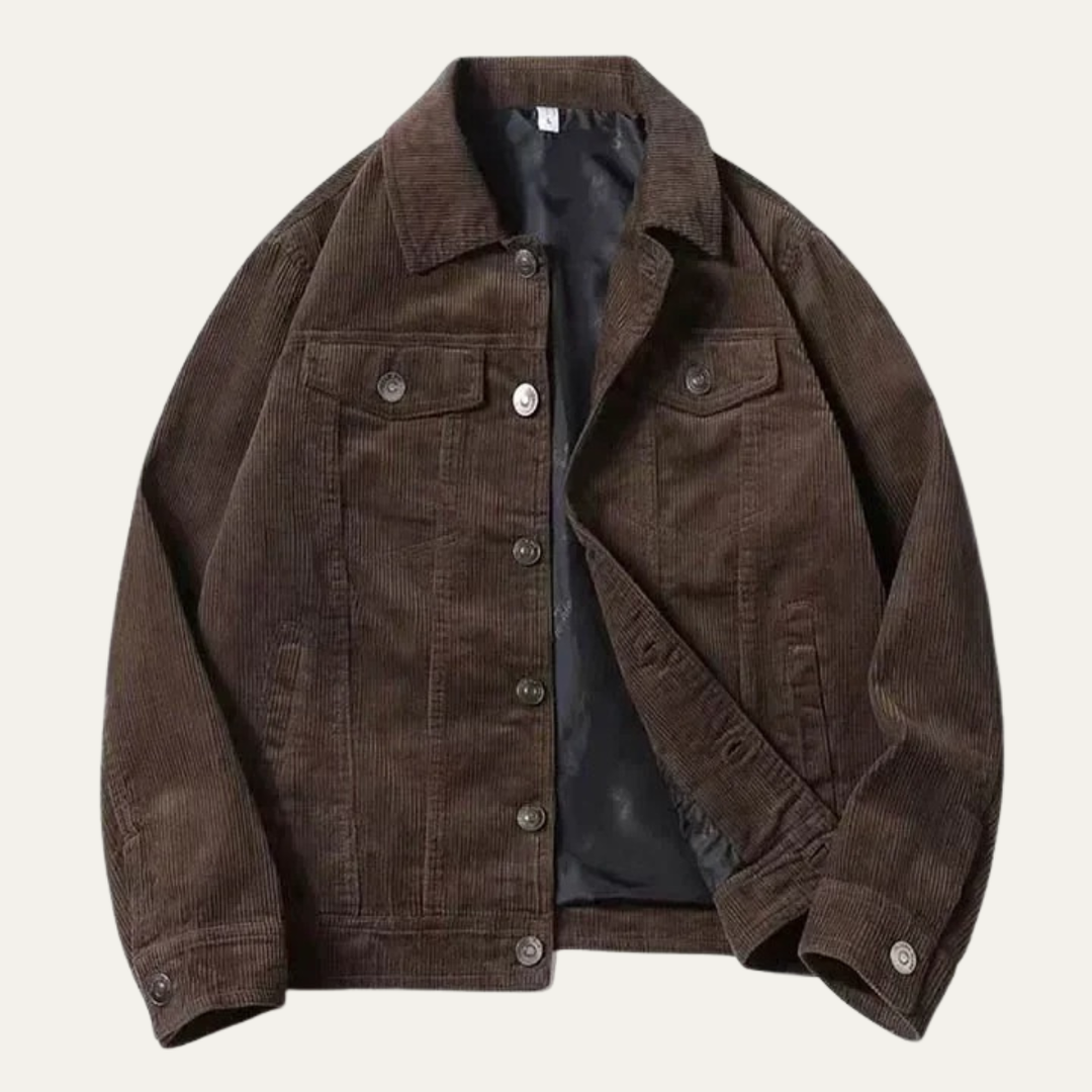 Mens Corduroy Trucker Jacket Classic Fit Chest Pockets