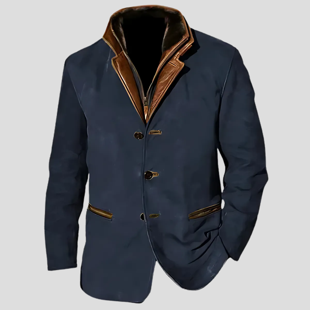 Mens Jacket with Contrast Collar Retro Style - BritishMode