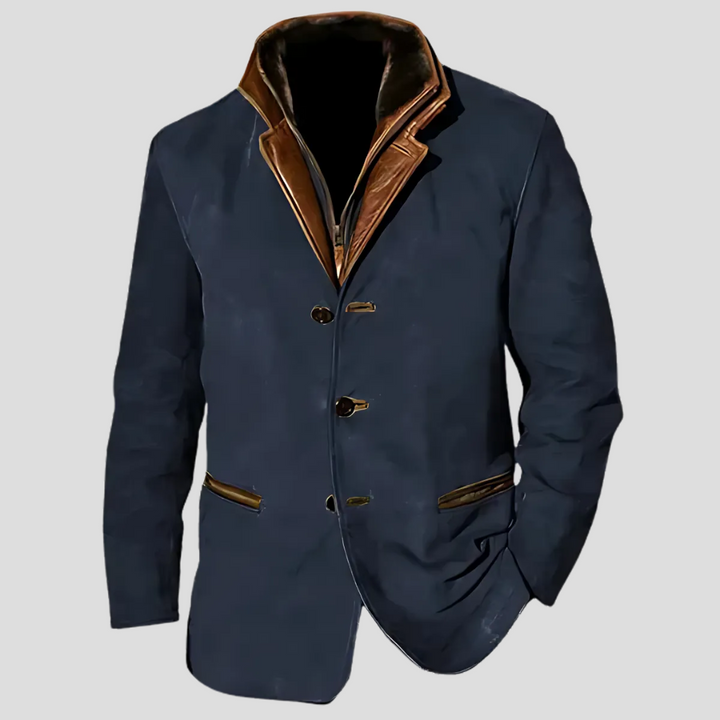 Mens Jacket with Contrast Collar Retro Style - BritishMode