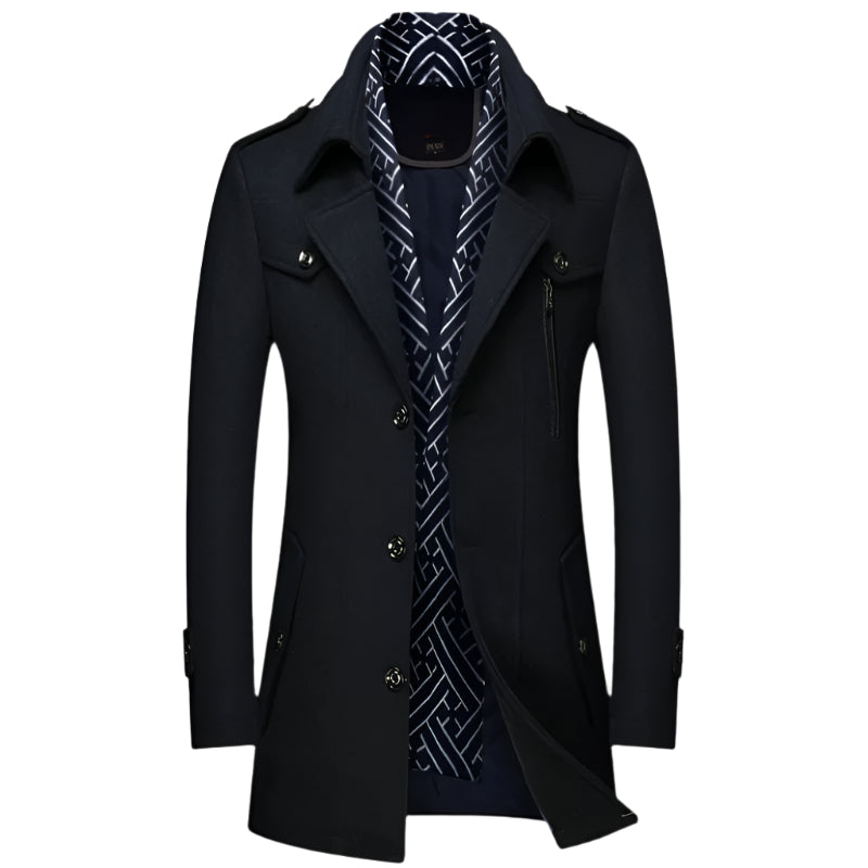 Mens Tailored Coat Wool Blend Slim Fit