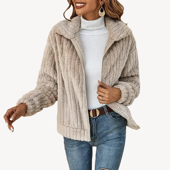 Womens Zip-Up Cardigan Plush Fleece Cozy Fit