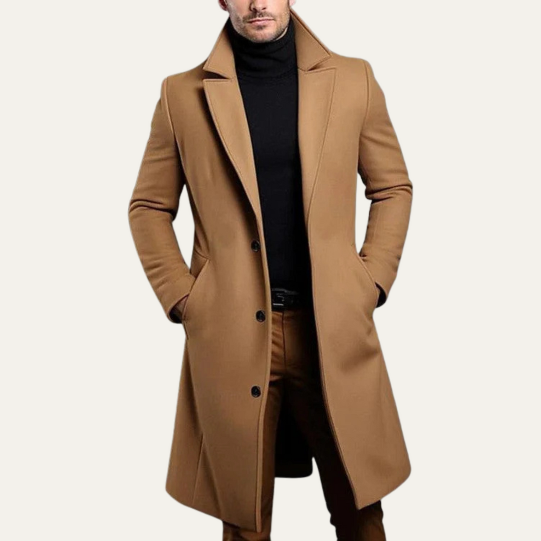 Mens Wool Coat Single Breasted Minimal Elegant Fit