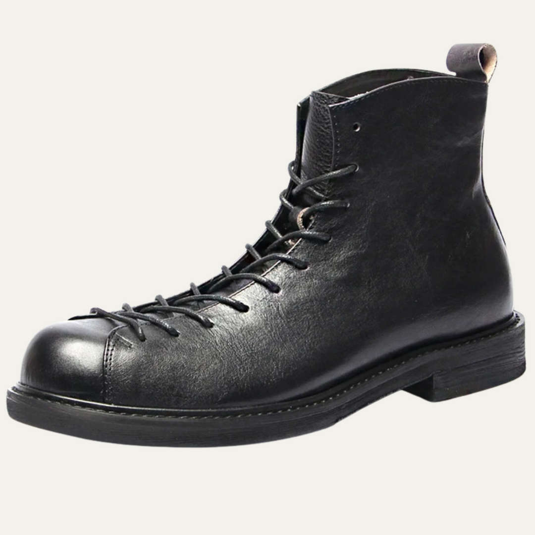 Mens Outdoor Leather Lace-Up Boots Rugged Style - BritishMode