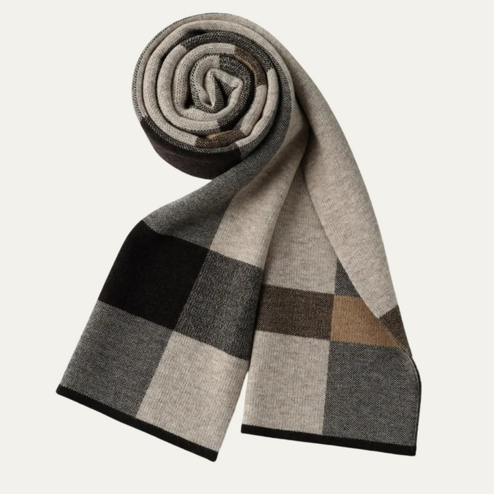 Mens Classic Knit Plaid Scarf Wool Blend - BritishMode