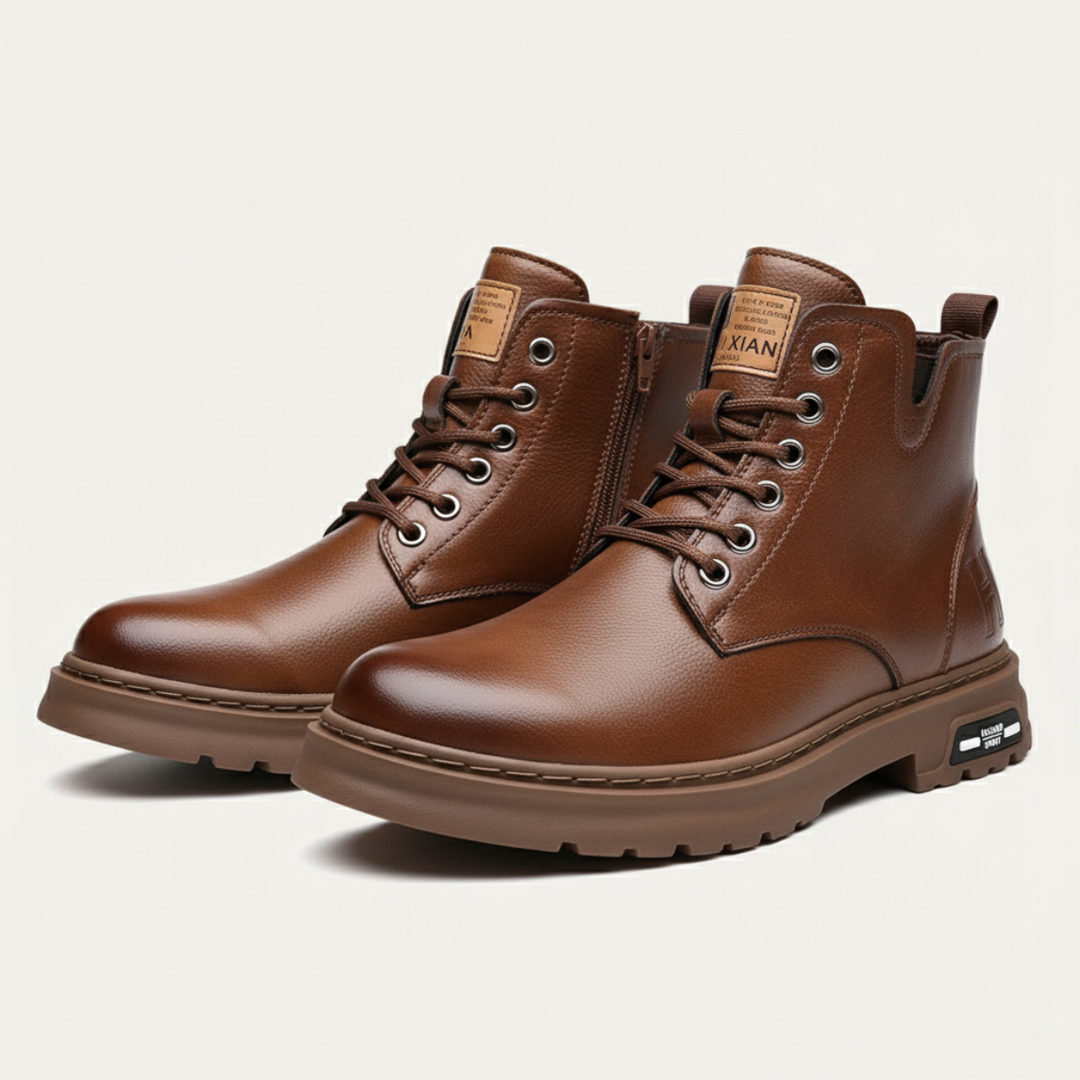 Mens Leather Ankle Boots Durable Non-Slip Design