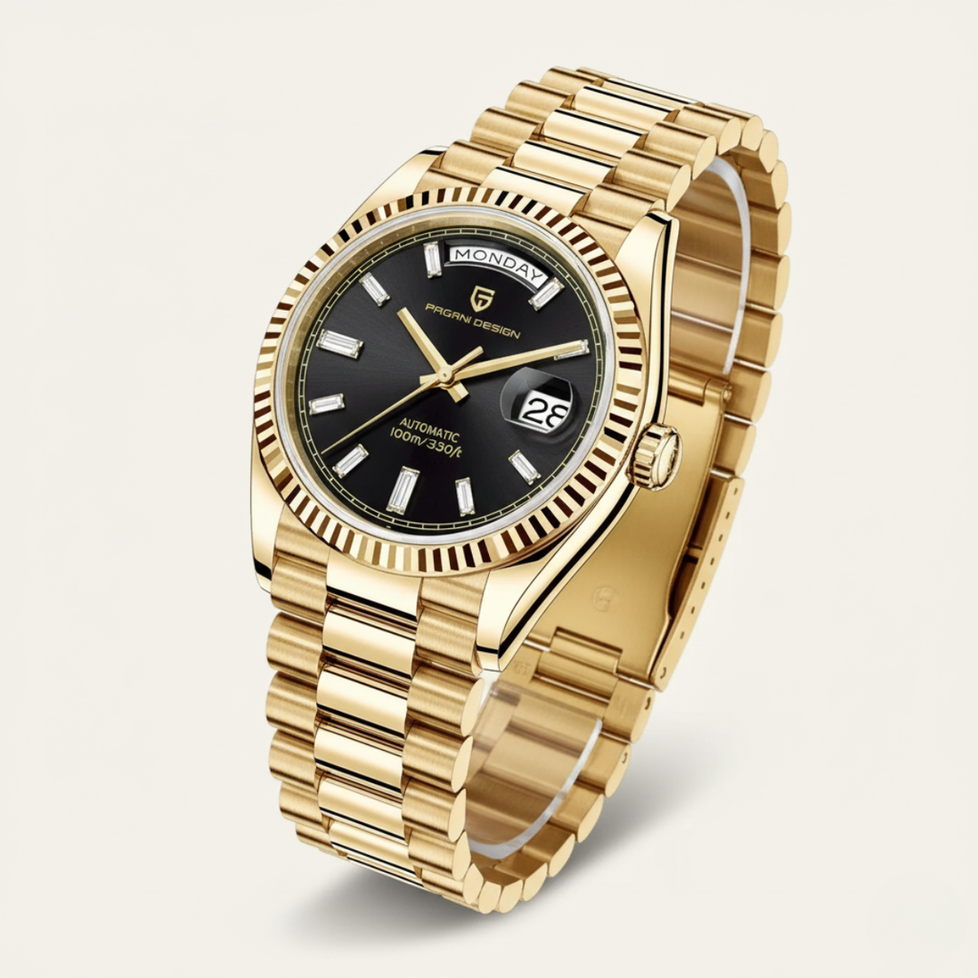 Mens Automatic Watch Stainless Steel Fluted Bezel Jubilee Bracelet - BritishMode