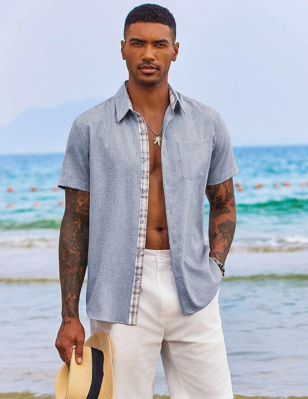 Mens Casual Beach Shirt Relaxed Fit