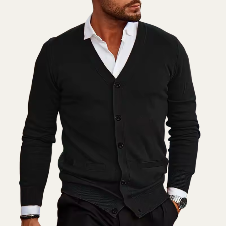 Mens Cardigan V-Neck Button Front Classic Fit - BritishMode
