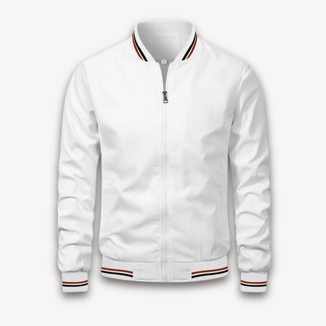 Mens Bomber Jacket Lightweight Polyester Zip-Up Windbreaker - BritishMode