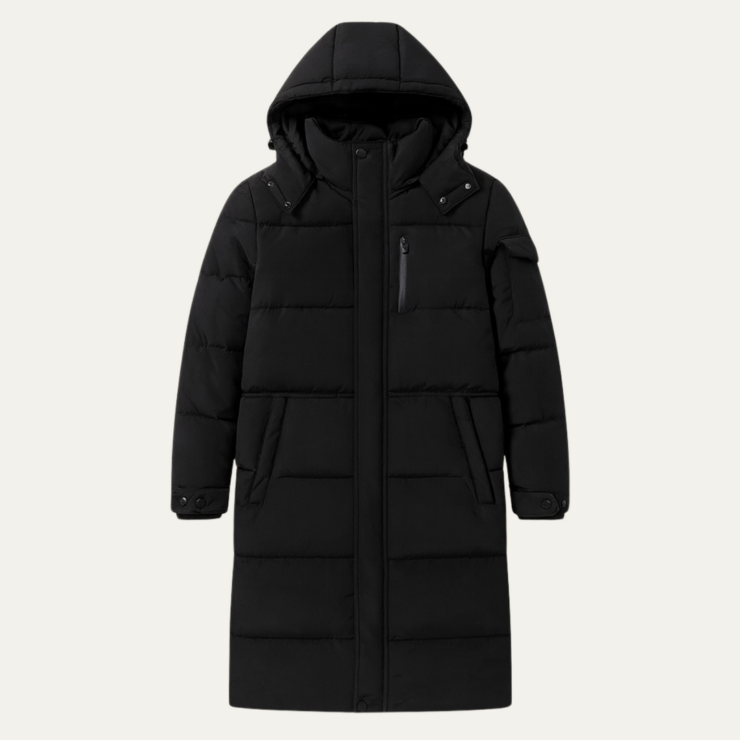 Mens Quilted Puffer Coat Long Fit with Hood