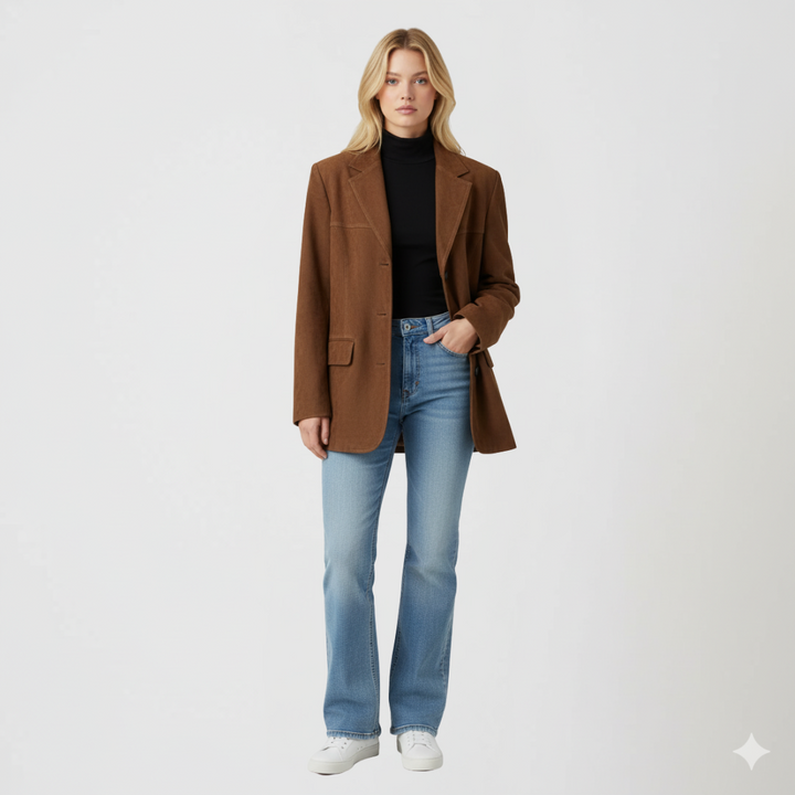 Womens Oversized Autumn Jacket Button-Up with Pockets - BritishMode