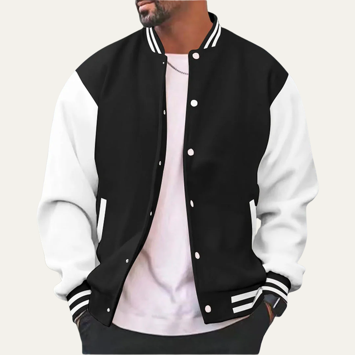 Mens Varsity Jacket with Contrast Sleeves Classic Fit