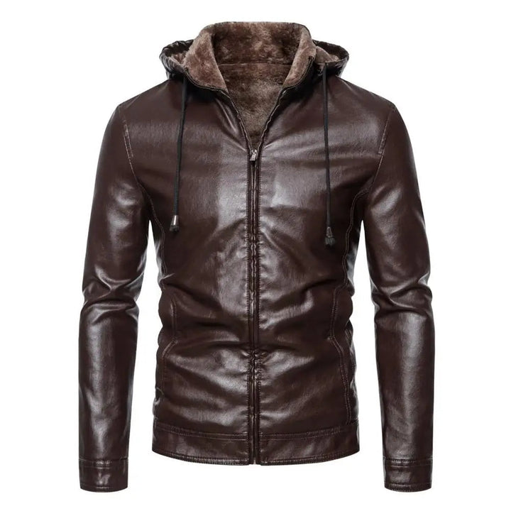 Unisex Leather Jacket with Hooded Design - BritishMode