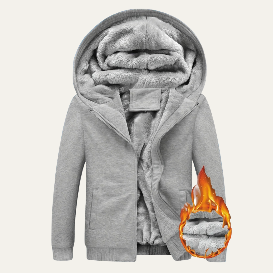 Mens Hooded Zip Jacket Plush Fleece Lined Heavy Duty - BritishMode