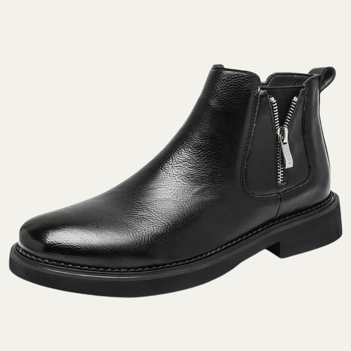 Mens Leather Ankle Boots Classic Side Zip - BritishMode