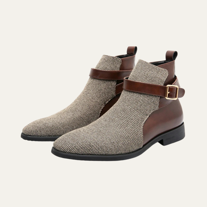 Mens Chelsea Boots Leather Buckle Modern Fit - BritishMode