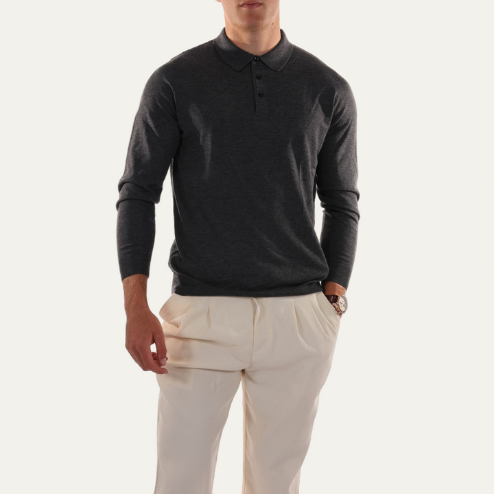 Mens Polo Sweater Knit Refined Fit - BritishMode