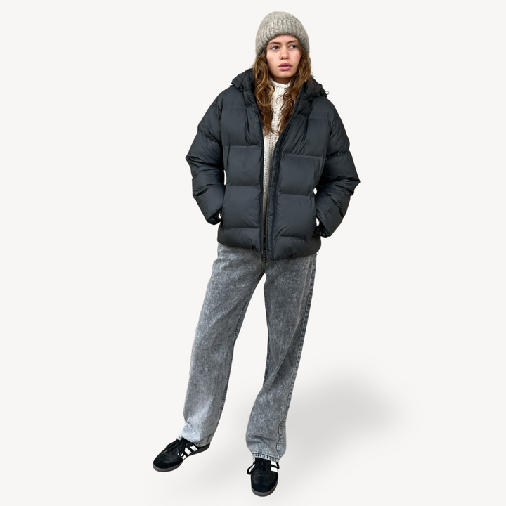 Womens Hooded Puffer Jacket Polyester Winter Coat