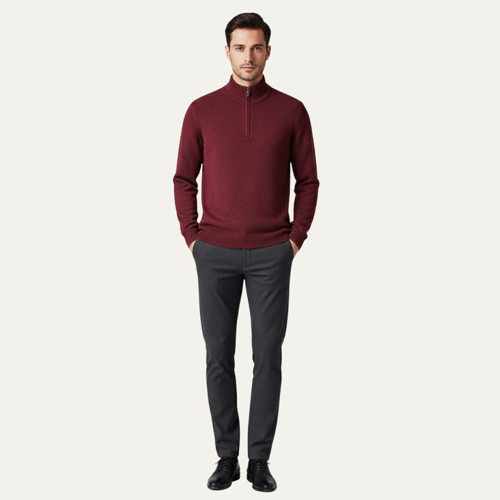 Mens Knit Sweater Tailored Fit Zip-Up