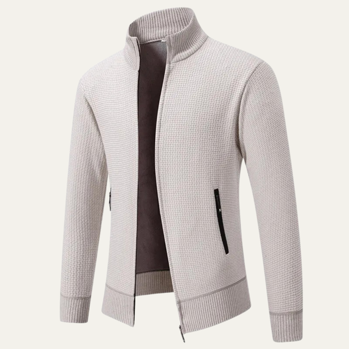 Mens Knitted Zip Cardigan Casual Stand Collar