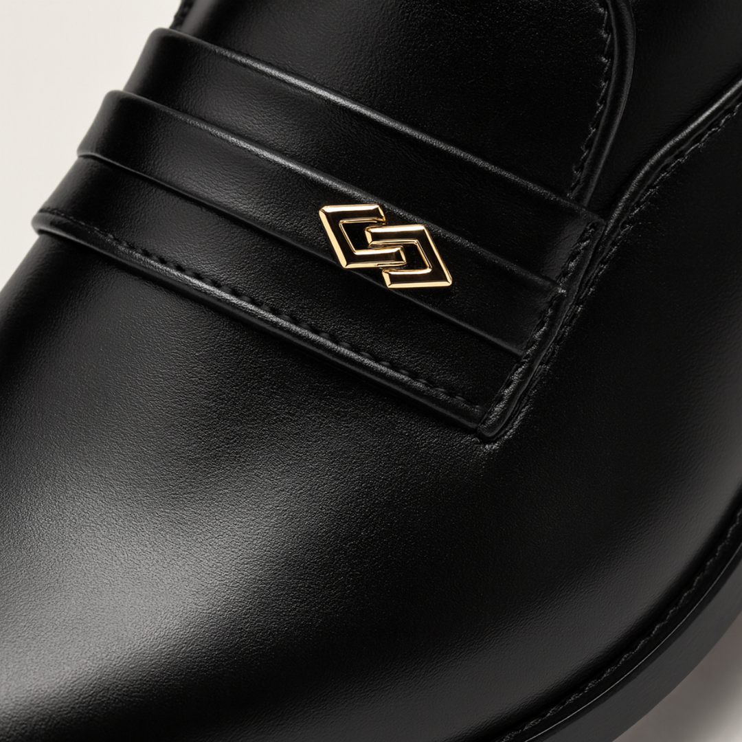 Mens Leather Dress Shoes Slip-On Cuban Heel Loafers