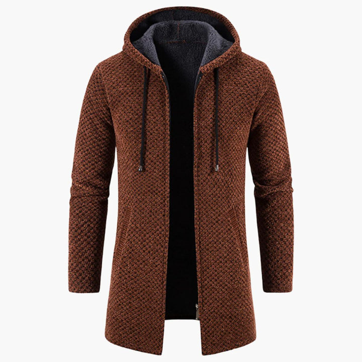 Mens Longline Knit Cardigan Hooded Casual Fit