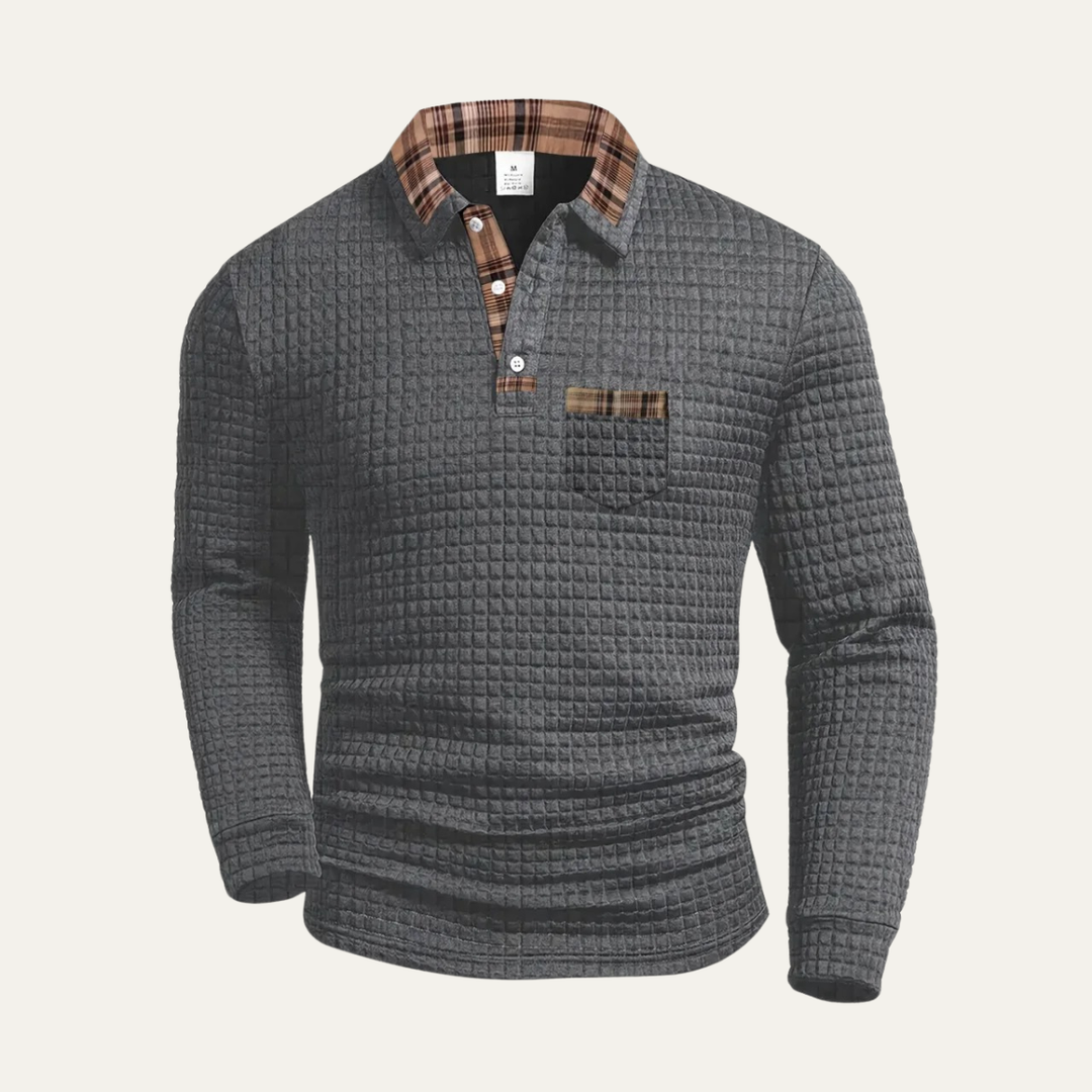 Mens Casual Polo Jumper Waffle Knit - BritishMode