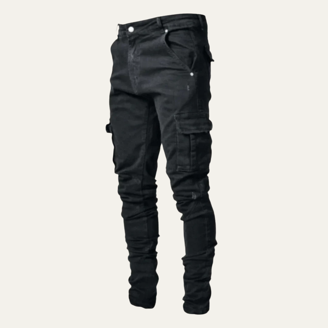 Mens Cargo Pants Denim Stretch Slim Fit - BritishMode