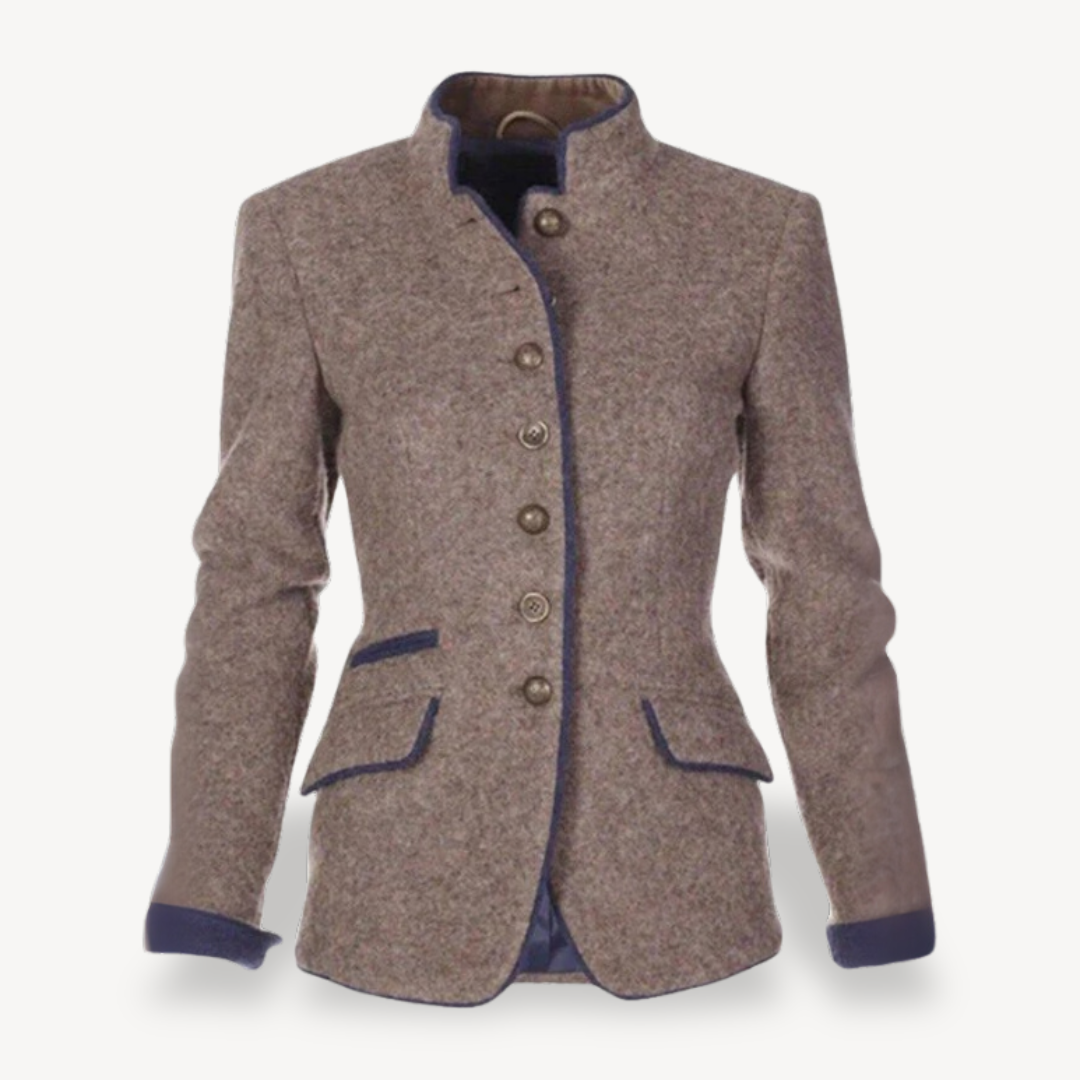 Womens Blazer Wool Blend Casual Fit - BritishMode