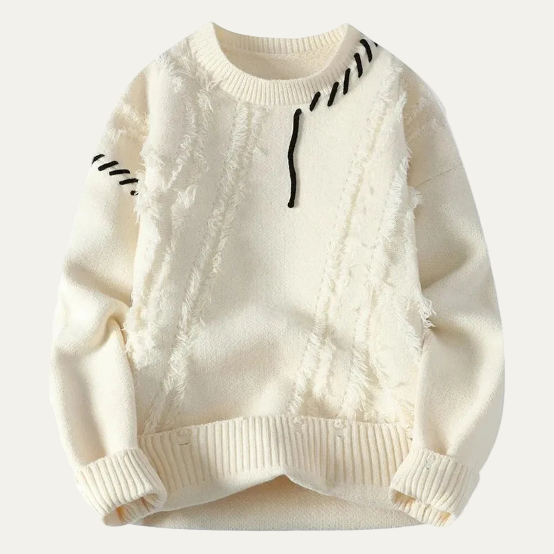 Mens Knit Sweater Distressed Fringe Style