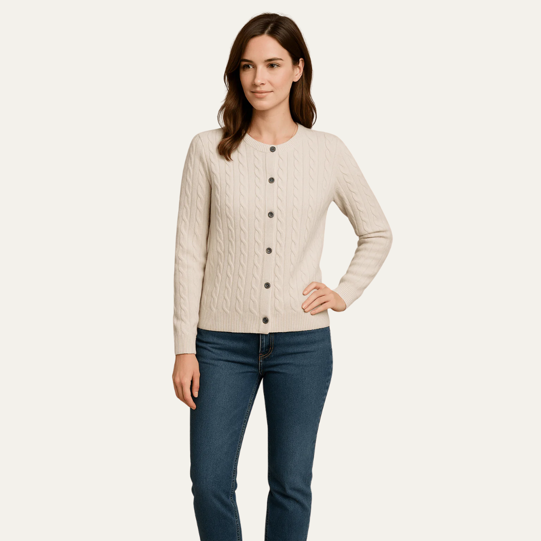 Womens Cable Knit Cardigan Button-Front Style
