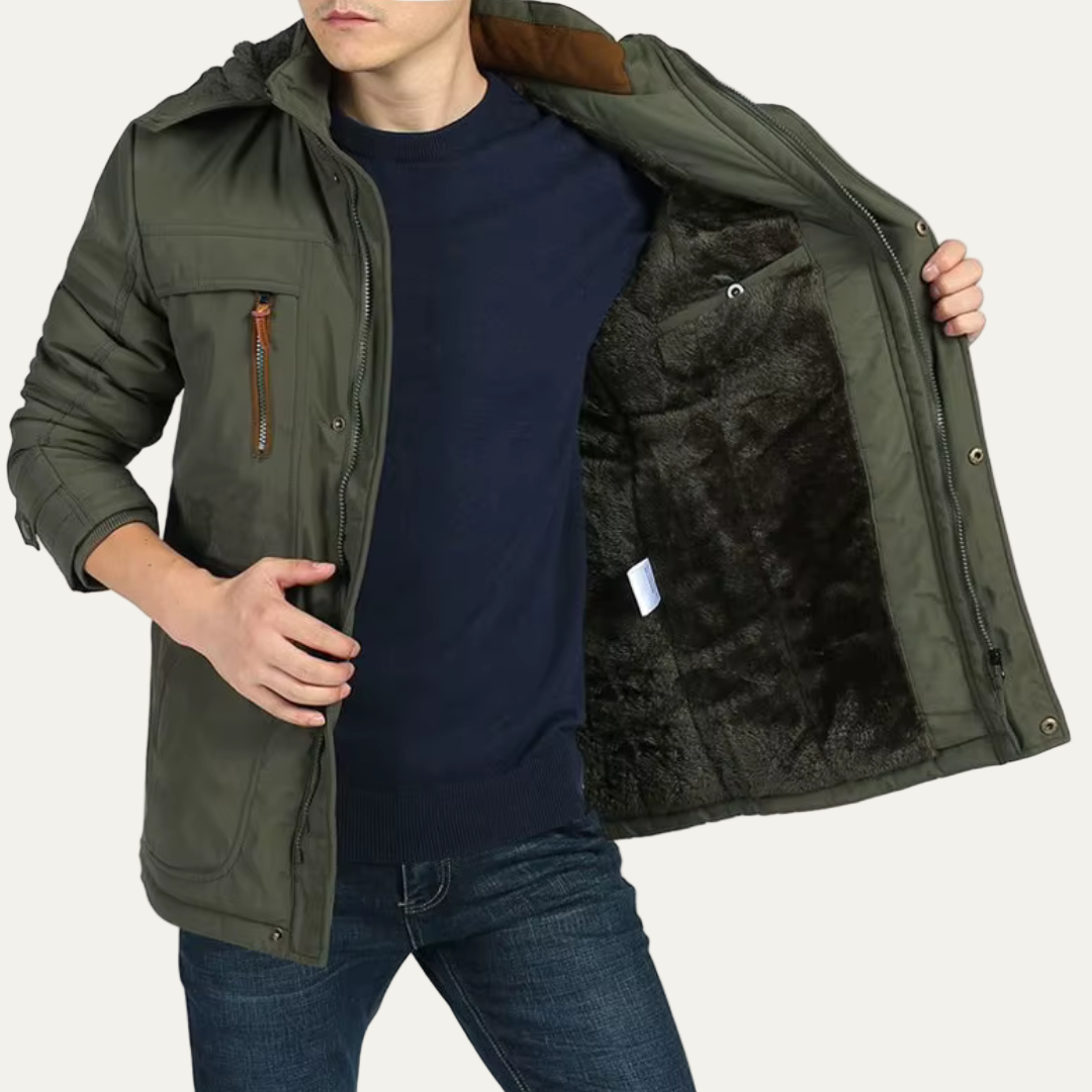 Mens Parka Jacket with Fur Lining Functional Warm
