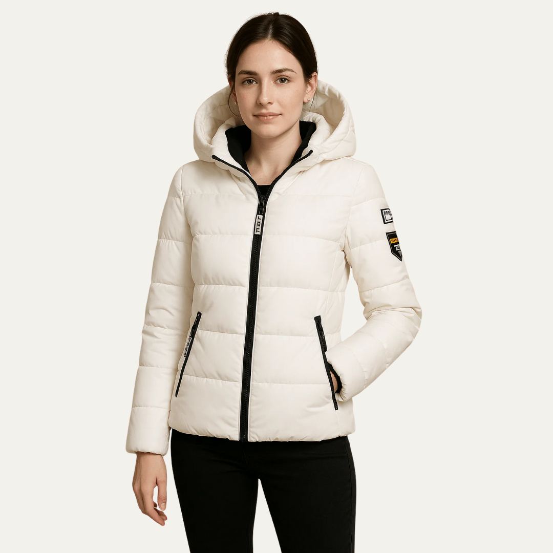 Womens Hooded Puffer Jacket Sporty Fit