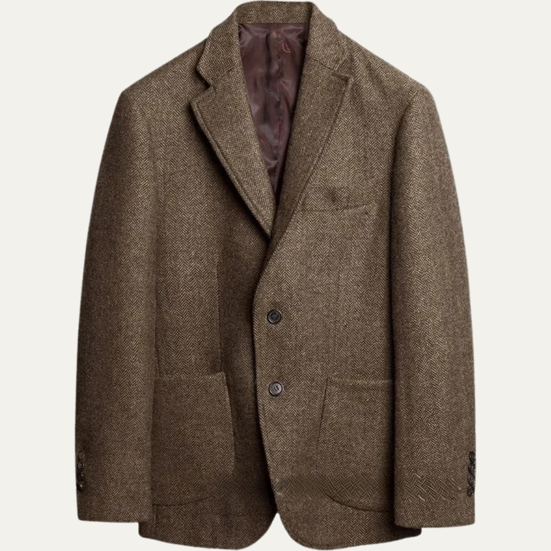 Mens Business Blazer Wool Blend Tailored Fit - BritishMode