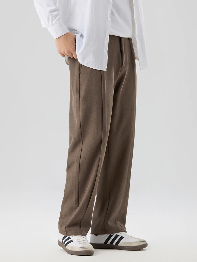 Mens Pleated Trousers Comfortable Classic Fit - BritishMode
