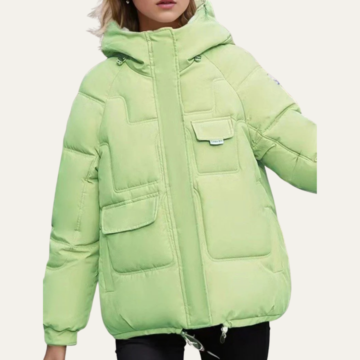 Womens Cropped Puffer Jacket Utility Style