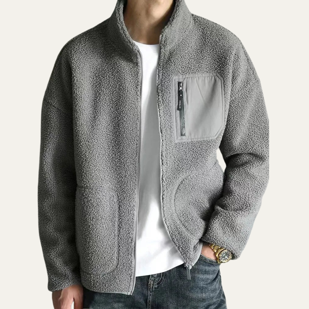 Mens Fleece Jacket Plush Material Relaxed Fit - BritishMode